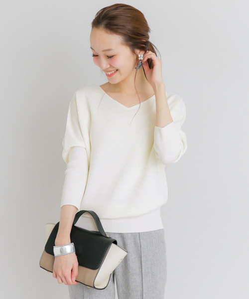 URBAN RESEARCH(アーバンリサーチ)の「UR ミラノリブドルマンニット(ニット/セーター・レディース・オフホワイト/グレー/イエロー/ライトブルー・FREE)」の2枚目の写真