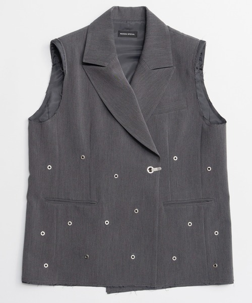 MAISON SPECIAL（メゾンスペシャル）の「Eyelet Over Gilet/アイレットオーバージレ（ベスト・レディース・グレー・FREE）」の10枚目の写真