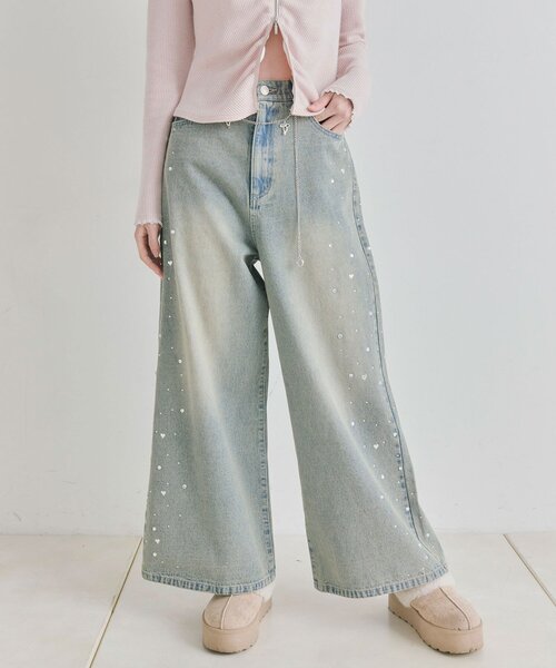 OLIVE des OLIVE（オリーブデオリーブ）の「チェーン付きワイドデニムパンツ（その他パンツ・レディース・ブルー/サックスブルー・MEDIUM/SMALL）」の14枚目の写真