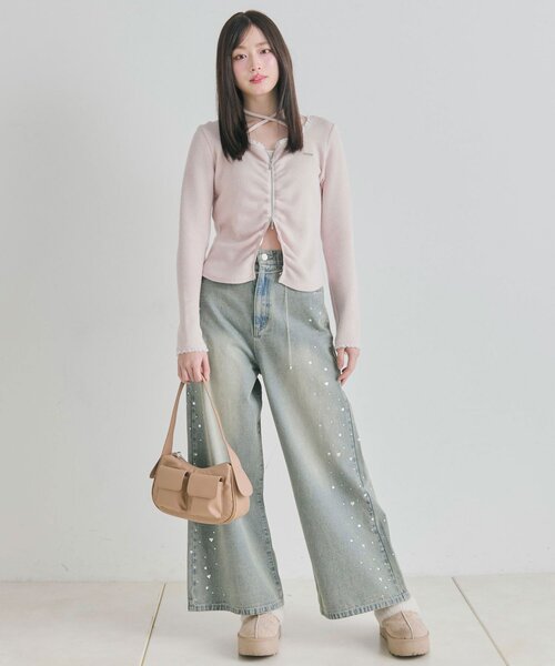 OLIVE des OLIVE（オリーブデオリーブ）の「チェーン付きワイドデニムパンツ（その他パンツ・レディース・ブルー/サックスブルー・MEDIUM/SMALL）」の16枚目の写真