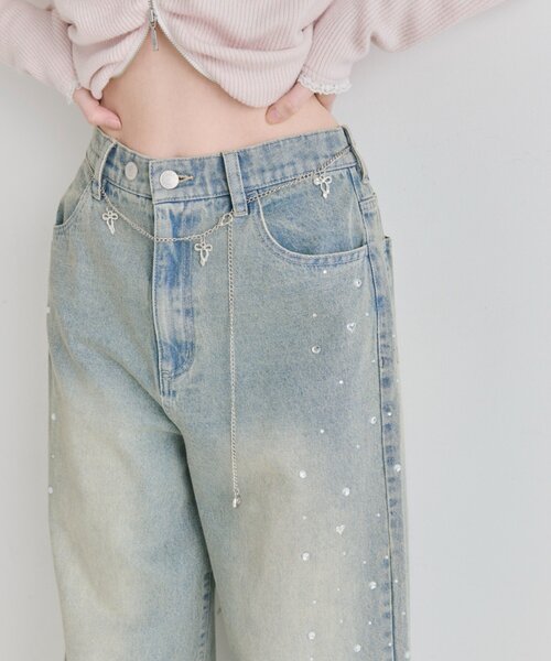 OLIVE des OLIVE（オリーブデオリーブ）の「チェーン付きワイドデニムパンツ（その他パンツ・レディース・ブルー/サックスブルー・MEDIUM/SMALL）」の18枚目の写真