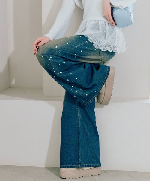 OLIVE des OLIVE（オリーブデオリーブ）の「チェーン付きワイドデニムパンツ（その他パンツ・レディース・ブルー/サックスブルー・MEDIUM/SMALL）」の21枚目の写真