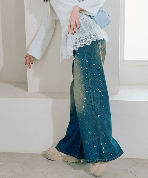 OLIVE des OLIVE（オリーブデオリーブ）の「チェーン付きワイドデニムパンツ（その他パンツ・レディース・ブルー/サックスブルー・MEDIUM/SMALL）」の22枚目の写真