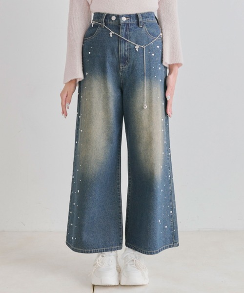 OLIVE des OLIVE（オリーブデオリーブ）の「チェーン付きワイドデニムパンツ（その他パンツ・レディース・ブルー/サックスブルー・MEDIUM/SMALL）」の3枚目の写真