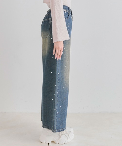 OLIVE des OLIVE（オリーブデオリーブ）の「チェーン付きワイドデニムパンツ（その他パンツ・レディース・ブルー/サックスブルー・MEDIUM/SMALL）」の4枚目の写真