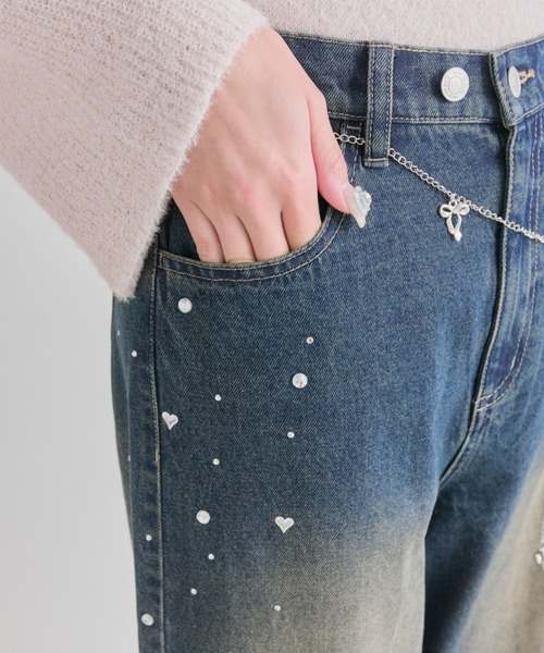 OLIVE des OLIVE（オリーブデオリーブ）の「チェーン付きワイドデニムパンツ（その他パンツ・レディース・ブルー/サックスブルー・MEDIUM/SMALL）」の6枚目の写真