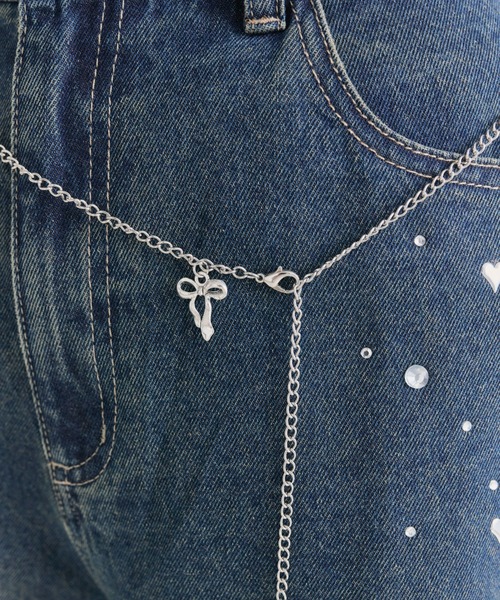 OLIVE des OLIVE（オリーブデオリーブ）の「チェーン付きワイドデニムパンツ（その他パンツ・レディース・ブルー/サックスブルー・MEDIUM/SMALL）」の8枚目の写真