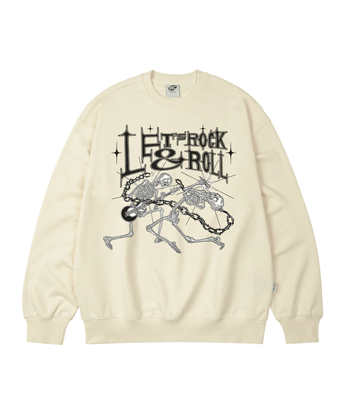 WILDROCK（ワイルドロック）の「レッツロックアンドロール オーバーサイズ スウェット_9 COL（スウェット・メンズ・ブラック/ベージュ/ネイビー/ブラウン/ピンク/ブルー/アイボリー/ダークグレー/チャコール・SMALL/MEDIUM/LARGE）」の2枚目の写真