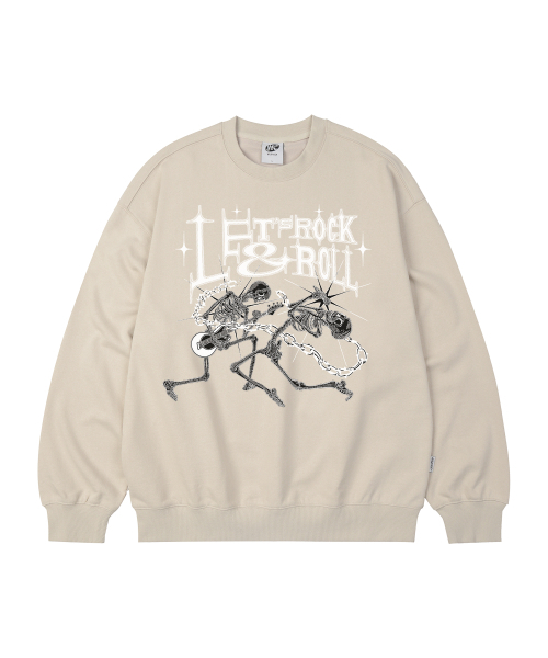 WILDROCK（ワイルドロック）の「レッツロックアンドロール オーバーサイズ スウェット_9 COL（スウェット・メンズ・ブラック/ベージュ/ネイビー/ブラウン/ピンク/ブルー/アイボリー/ダークグレー/チャコール・SMALL/MEDIUM/LARGE）」の14枚目の写真
