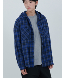 COMMACOMMA（コンマコンマ）の「Boyfriend Check Hooded Shirt (Unisex) [Navy]（シャツ/ブラウス）」