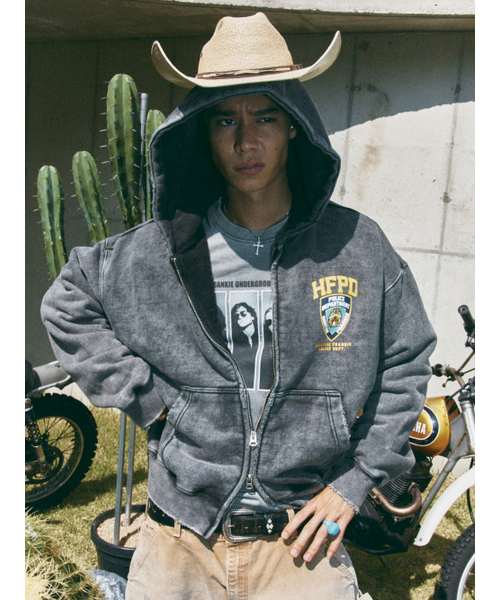 HFPD HOOD ZIPUP BLACK（パーカー）｜HIGHTIDEFRANKIE（ハイタイド