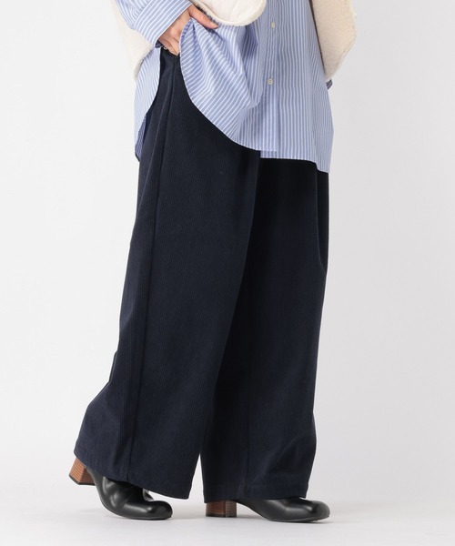 studio CLIP（スタディオクリップ）の「【イージーケア】コーデュロイワイドパンツ[プチ・プラスサイズあり]（その他パンツ・レディース・ネイビー/カーキ/ナチュラル・FREE/PF/ﾌﾘｰ(L)）」の2枚目の写真