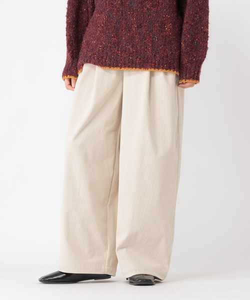 studio CLIP（スタディオクリップ）の「【イージーケア】コーデュロイワイドパンツ[プチ・プラスサイズあり]（その他パンツ・レディース・ネイビー/カーキ/ナチュラル・FREE/PF/ﾌﾘｰ(L)）」の5枚目の写真
