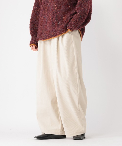 セール】【イージーケア】コーデュロイワイドパンツ[プチ・プラス
