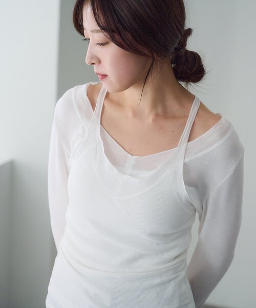 SHENERY（シーナリー）の「シアードッキングロンTEE（Tシャツ/カットソー・レディース・ブラック/オフホワイト・FREE）」の2枚目の写真