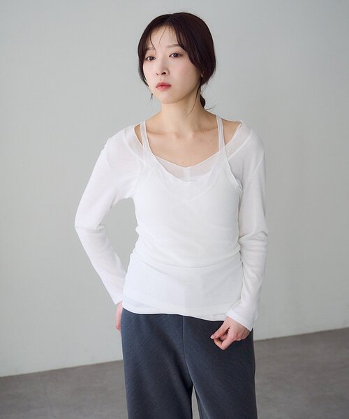 SHENERY（シーナリー）の「シアードッキングロンTEE（Tシャツ/カットソー・レディース・ブラック/オフホワイト・FREE）」の3枚目の写真