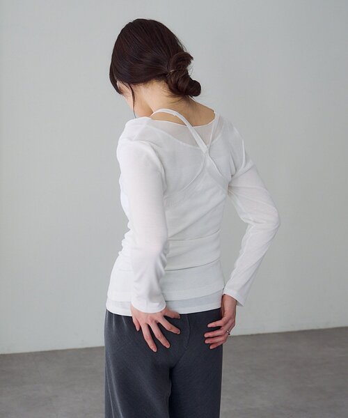 SHENERY（シーナリー）の「シアードッキングロンTEE（Tシャツ/カットソー・レディース・ブラック/オフホワイト・FREE）」の4枚目の写真