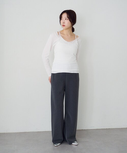 SHENERY（シーナリー）の「シアードッキングロンTEE（Tシャツ/カットソー・レディース・ブラック/オフホワイト・FREE）」の6枚目の写真