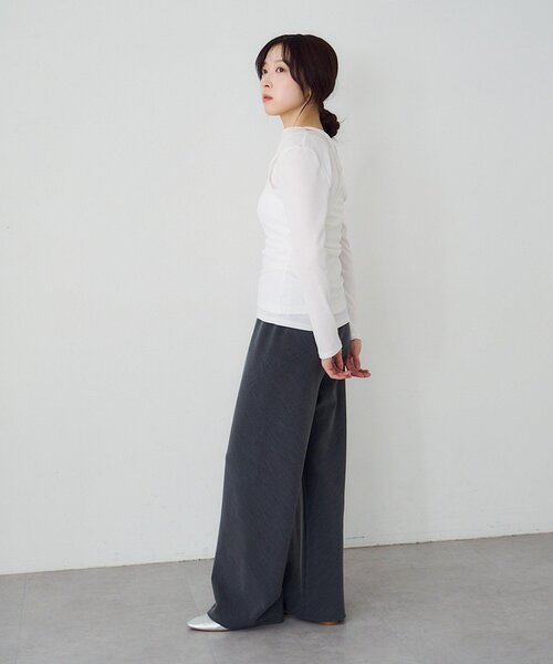 SHENERY（シーナリー）の「シアードッキングロンTEE（Tシャツ/カットソー・レディース・ブラック/オフホワイト・FREE）」の8枚目の写真