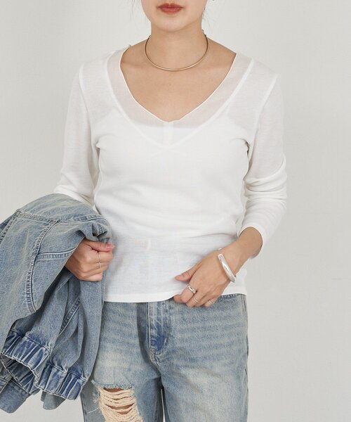 SHENERY（シーナリー）の「シアードッキングロンTEE（Tシャツ/カットソー・レディース・ブラック/オフホワイト・FREE）」の11枚目の写真