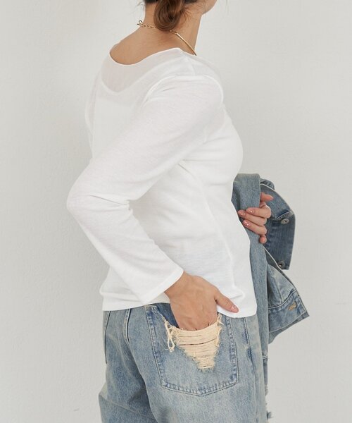 SHENERY（シーナリー）の「シアードッキングロンTEE（Tシャツ/カットソー・レディース・ブラック/オフホワイト・FREE）」の12枚目の写真