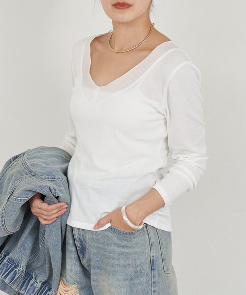 SHENERY（シーナリー）の「シアードッキングロンTEE（Tシャツ/カットソー・レディース・ブラック/オフホワイト・FREE）」の13枚目の写真