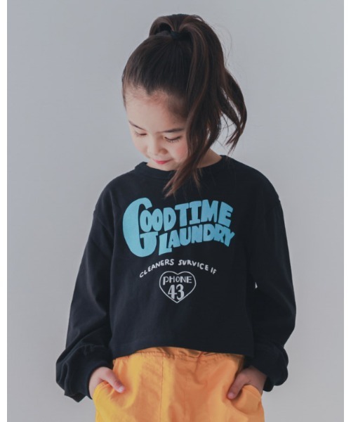2nd（セカンド）の「ジーンズベーセカンド GOODショートロングＴシャツ（Tシャツ/カットソー・キッズ・ブラック/アイボリー・110cm/120cm/130cm/140cm/150cm/160cm）」の2枚目の写真