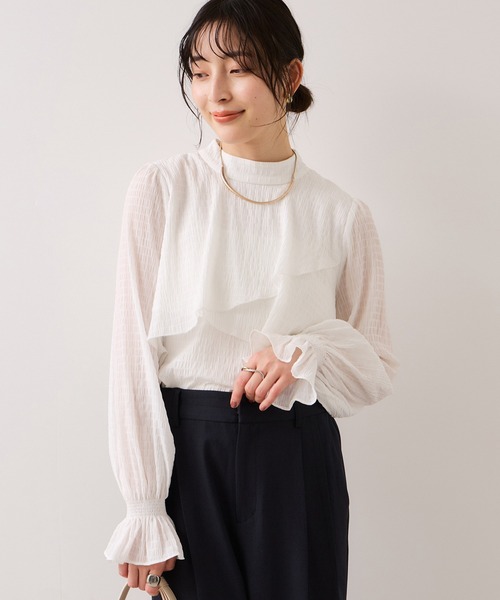 VIS（ビス）の「アシンメトリーティアードブラウス（シャツ/ブラウス・レディース・ホワイト/キナリ/チャコールグレー・FREE）」の16枚目の写真