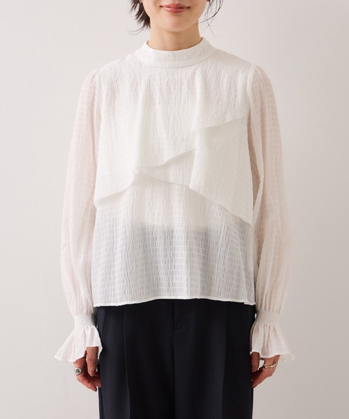 VIS（ビス）の「アシンメトリーティアードブラウス（シャツ/ブラウス・レディース・ホワイト/キナリ/チャコールグレー・FREE）」の21枚目の写真