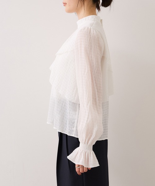 VIS（ビス）の「アシンメトリーティアードブラウス（シャツ/ブラウス・レディース・ホワイト/キナリ/チャコールグレー・FREE）」の10枚目の写真