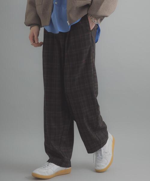 SENSE OF PLACE by URBAN RESEARCH（センスオブプレイスバイアーバンリサーチ）の「チェックバレルレッグワイドパンツ（その他パンツ・メンズ・ネイビー/ブラウン・MEDIUM/LARGE）」の18枚目の写真