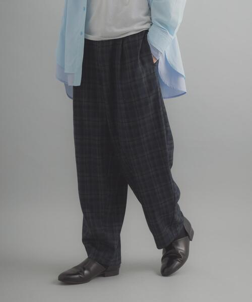 SENSE OF PLACE by URBAN RESEARCH（センスオブプレイスバイアーバンリサーチ）の「チェックバレルレッグワイドパンツ（その他パンツ・メンズ・ネイビー/ブラウン・MEDIUM/LARGE）」の9枚目の写真