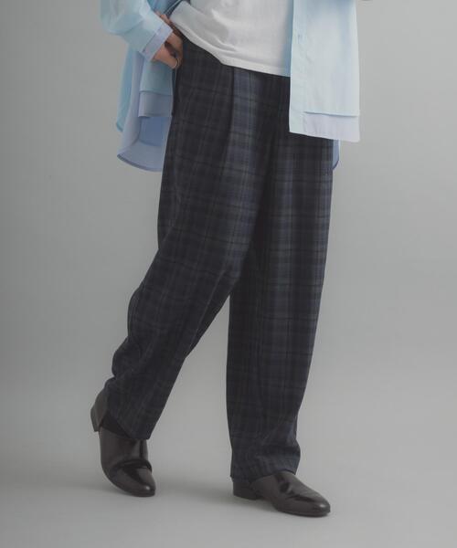 SENSE OF PLACE by URBAN RESEARCH（センスオブプレイスバイアーバンリサーチ）の「チェックバレルレッグワイドパンツ（その他パンツ・メンズ・ネイビー/ブラウン・MEDIUM/LARGE）」の10枚目の写真