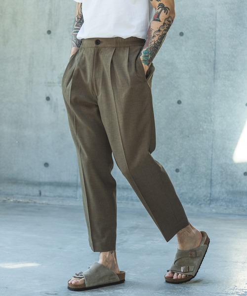 MR.OLIVE（ミスターオリーブ）の「POLYESTER HEMP  / RELAX TAPERED EASY PANT /M261117（スラックス・メンズ・ブラック/オリーブ・SMALL/MEDIUM/LARGE）」の2枚目の写真