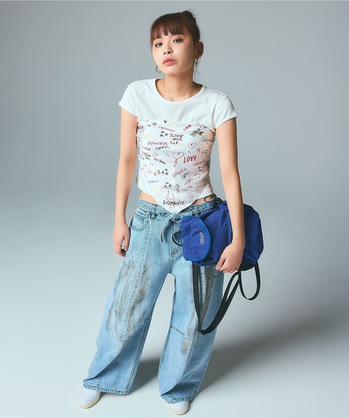 X-girl（エックスガール）の「GRAFFITI SCARF（バンダナ/スカーフ・レディース・ブラック/ホワイト・ONE SIZE）」の12枚目の写真