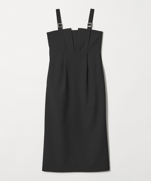 EMMEL REFINES（エメルリファインズ）の「＜EMMEL REFINES＞EM タックジャンパースカート（ジャンパースカート・レディース・ブラック/ベージュ・M/S）」の2枚目の写真