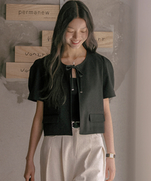 TILL I DIE（ティルアイダイ）の「クロップドリボンポイントジャケット TISU01JK02_ブラック（その他アウター）」