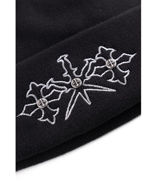 UNKNOWN LONDON（アンノウン・ロンドン）の「ビーニー｜Dagger Cross Embroidery Beanie｜Unknown London（ニットキャップ/ビーニー・メンズ・ブラック・FREE）」の3枚目の写真