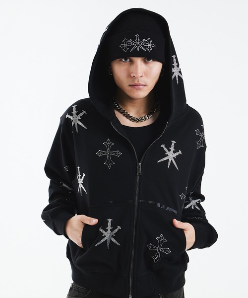 UNKNOWN LONDON（アンノウン・ロンドン）の「ビーニー｜Dagger Cross Embroidery Beanie｜Unknown London（ニットキャップ/ビーニー・メンズ・ブラック・FREE）」の8枚目の写真
