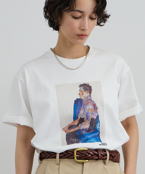 ら*ふ様 【美品】LES SIX アートプリント Tシャツ Egon Schiele for SALON】アートプリントTシャツ（Tシャツ/カットソー