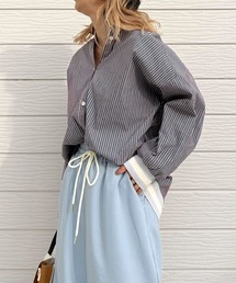 Q | マルチストライプリブドッキングシャツ(シャツ/ブラウス)