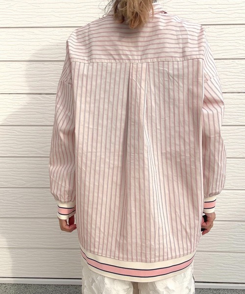 Q（キュー）の「マルチストライプリブドッキングシャツ（シャツ/ブラウス・レディース・グレイッシュブルー/ナチュラル・MEDIUM）」の5枚目の写真