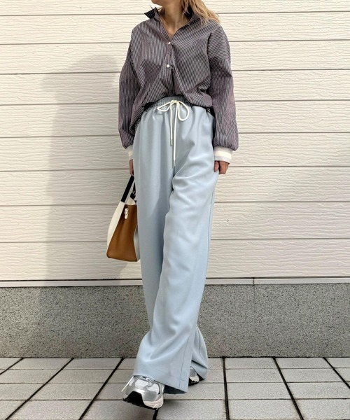 Q（キュー）の「マルチストライプリブドッキングシャツ（シャツ/ブラウス・レディース・グレイッシュブルー/ナチュラル・MEDIUM）」の16枚目の写真