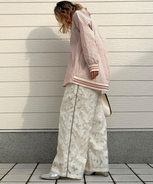 Q（キュー）の「マルチストライプリブドッキングシャツ（シャツ/ブラウス・レディース・グレイッシュブルー/ナチュラル・MEDIUM）」の20枚目の写真