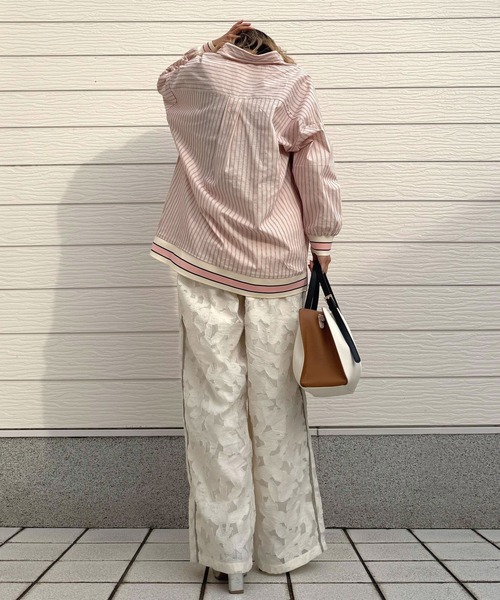 Q（キュー）の「マルチストライプリブドッキングシャツ（シャツ/ブラウス・レディース・グレイッシュブルー/ナチュラル・MEDIUM）」の21枚目の写真