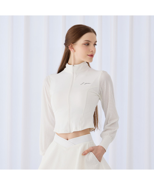 J.JANE(ジェイジェーン)の「メッシュスリーブクロップジャケット(ホワイト)(ジャージ・レディース・その他・S/XS)」の1枚目の写真