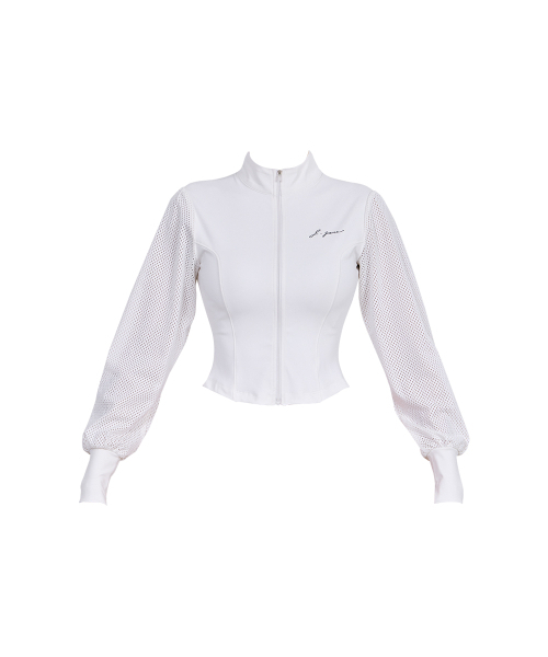 J.JANE(ジェイジェーン)の「メッシュスリーブクロップジャケット(ホワイト)(ジャージ・レディース・その他・S/XS)」の2枚目の写真