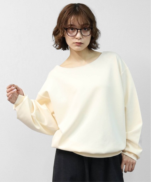 THE CELL.(ザセルドット)の「ボートネック ルーズサイズ ボンディングスウェット BOAT NECK LOOSE-FIT BONDING SWEATSHIRT(スウェット・レディース・グレー/アイボリー・FREE)」の1枚目の写真