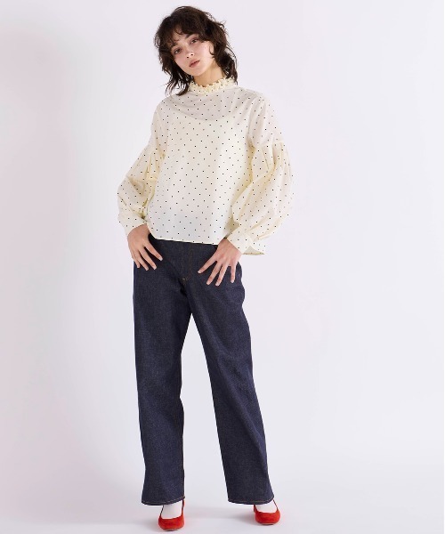 Marilyn Moon(マリリンムーン)の「tuck frill volume sleeve blouse(シャツ/ブラウス・レディース・アイボリー/ネイビー/ミント/ホワイト・FREE)」の6枚目の写真