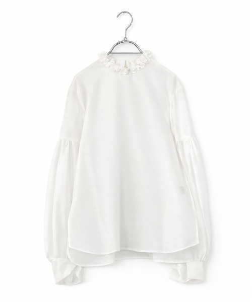 Marilyn Moon(マリリンムーン)の「tuck frill volume sleeve blouse(シャツ/ブラウス・レディース・アイボリー/ネイビー/ミント/ホワイト・FREE)」の18枚目の写真